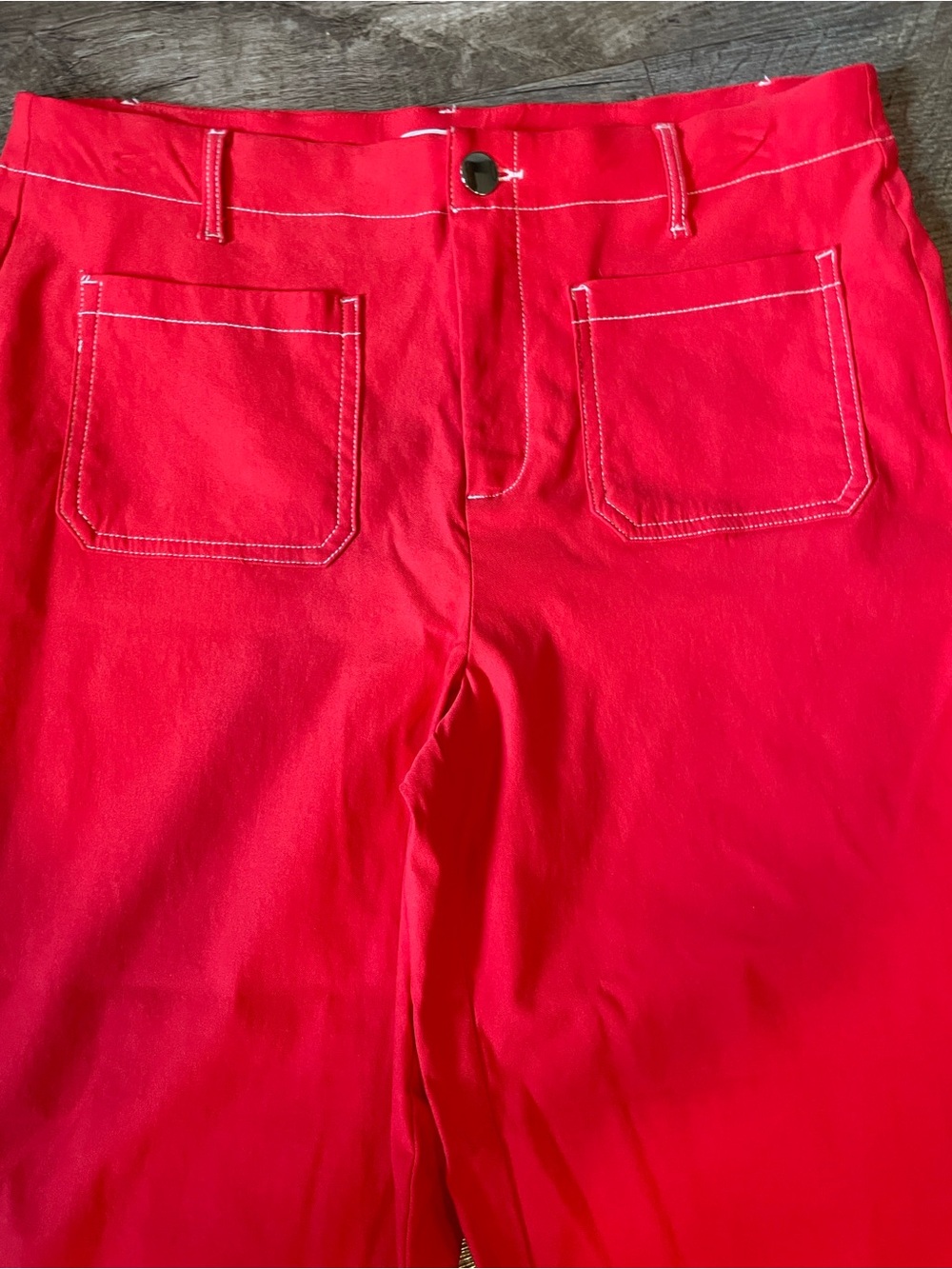 Jules & Leopold Red Wide Leg Cropped High Waist Pants Sz Large - Picture 2 of 8
